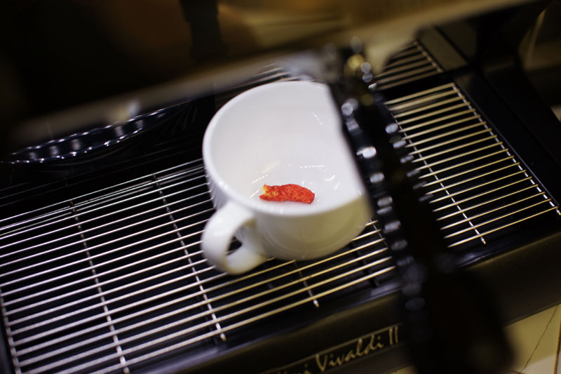 What it looks like in the cup (using daughter's Cheeto)